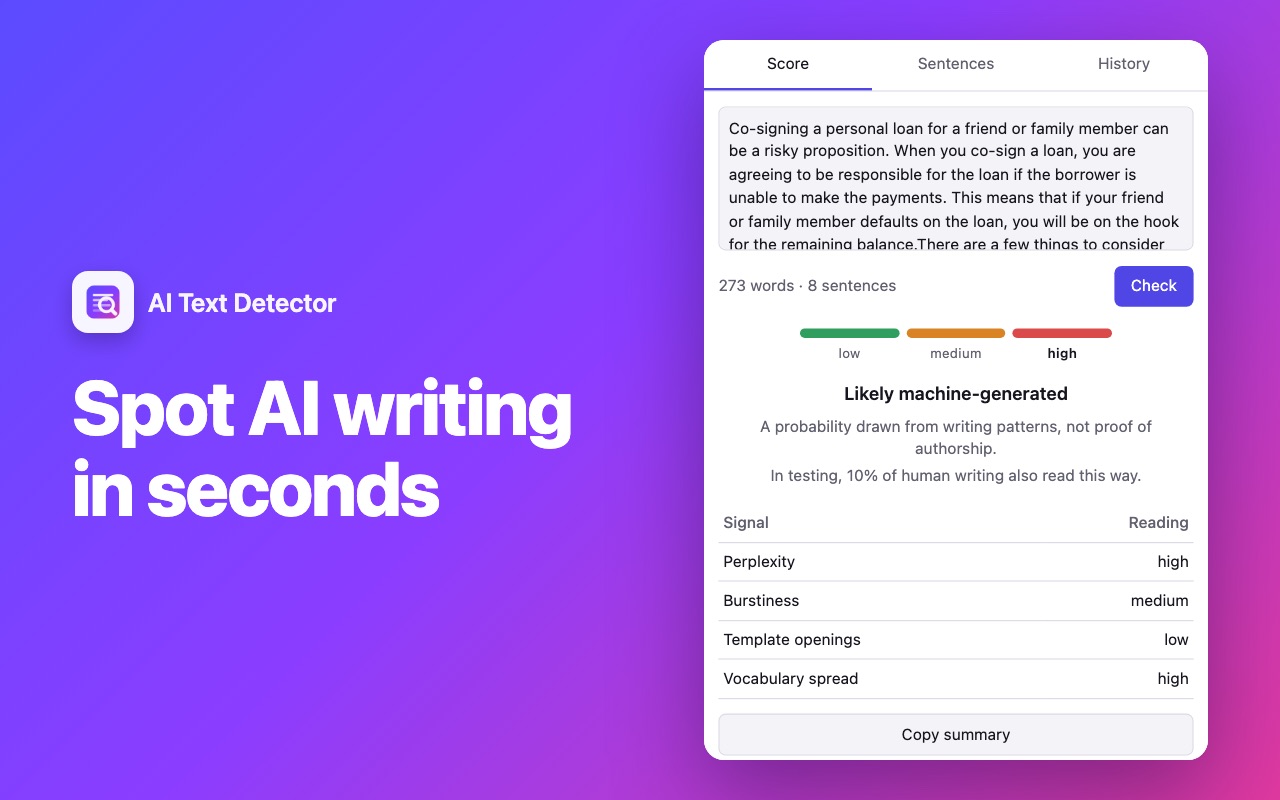 AI Text Detector — screen 1