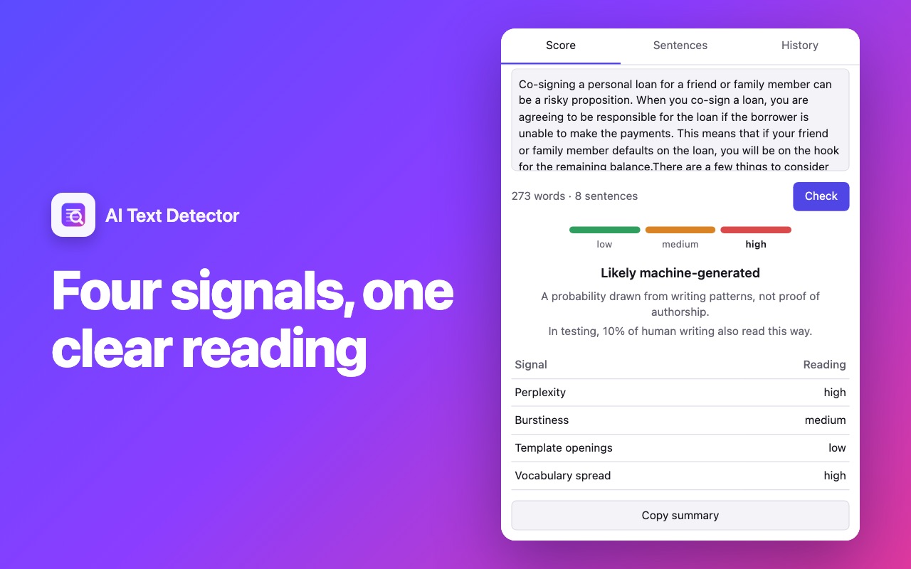 AI Text Detector — screen 3