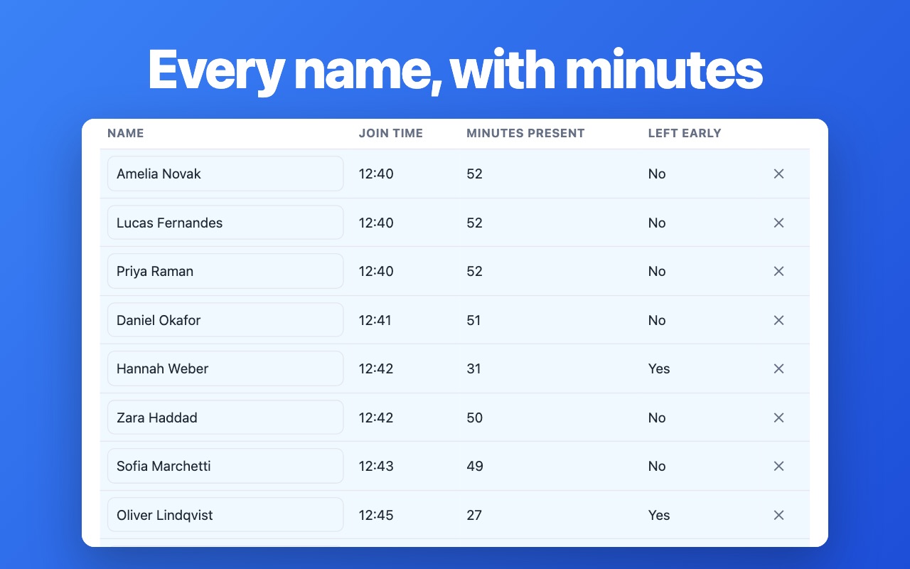 Attendance Tracker — screen 2
