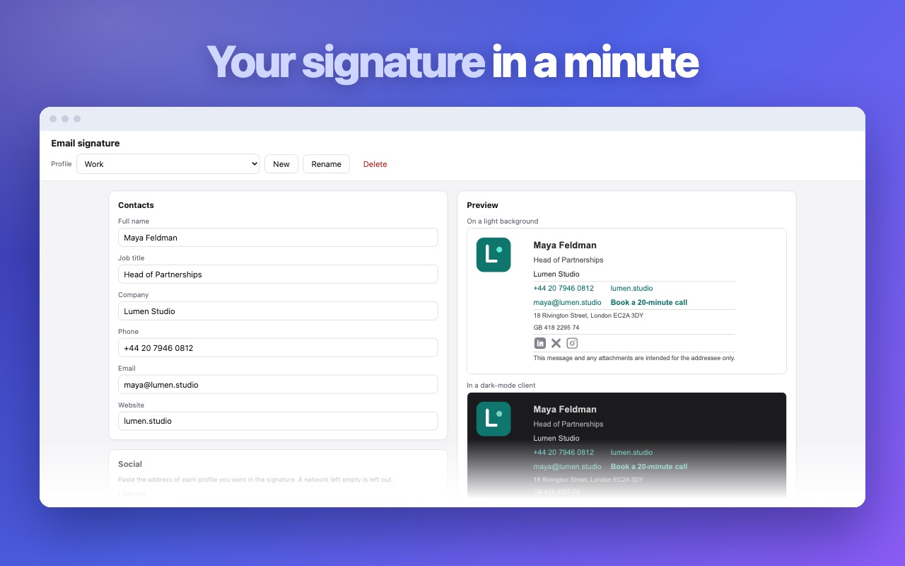 Email Signature Maker — screen 1