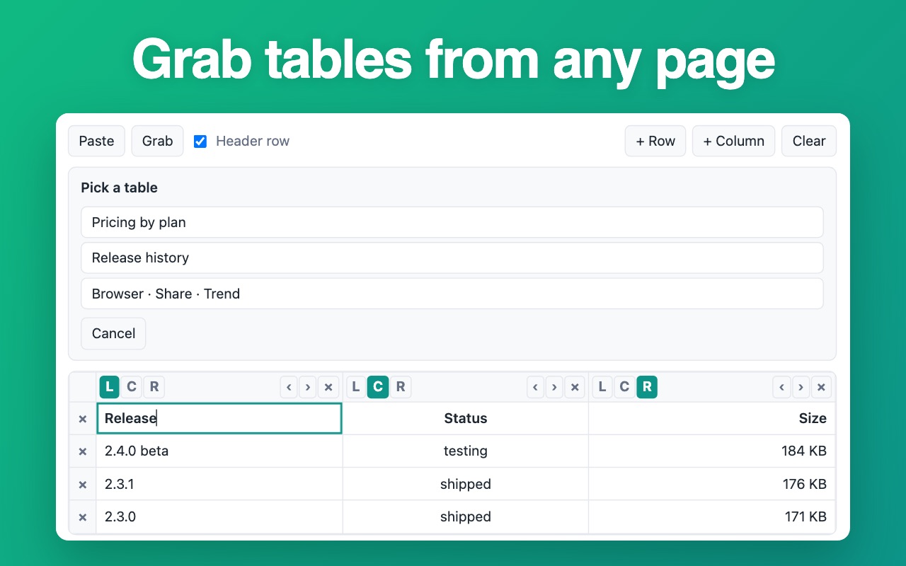 Markdown Table Generator — screen 3
